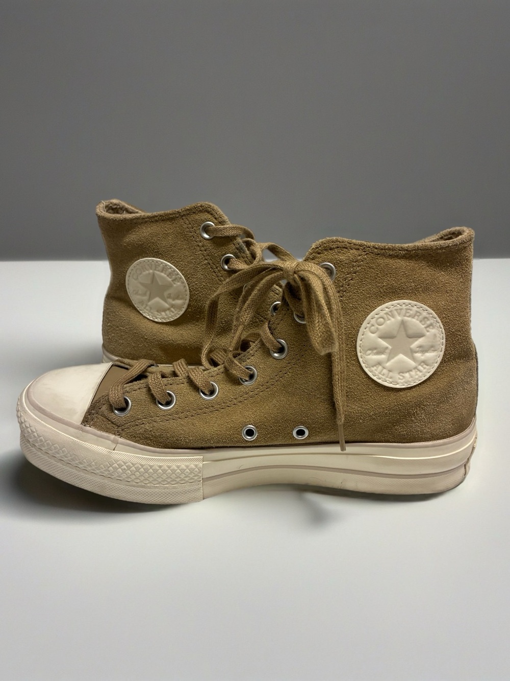 Converse High Top Suede Sneakers - Beige/Tan
